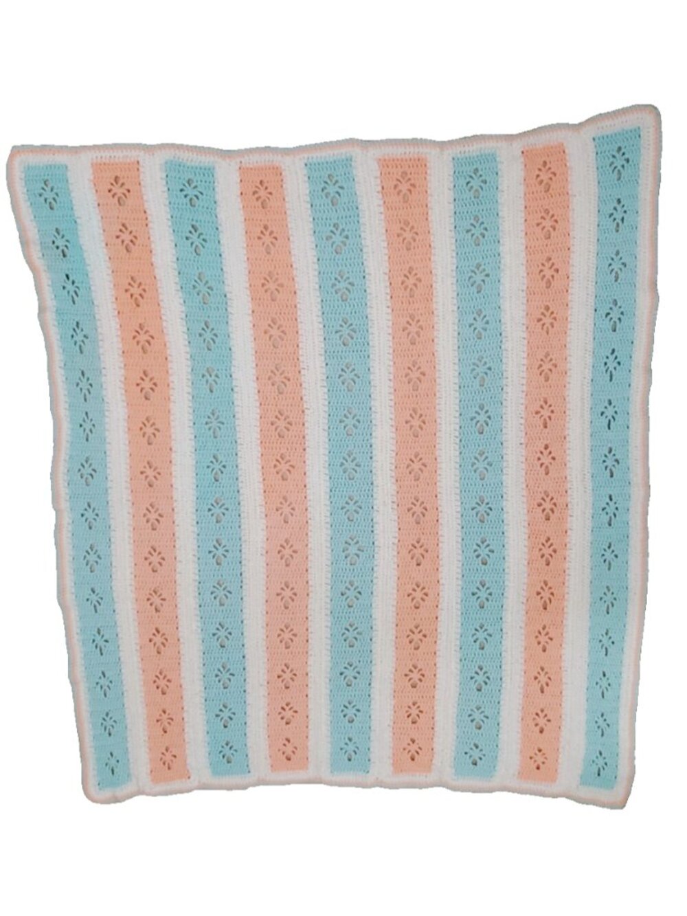 Hand Crochet Sofa Throw Baby Blanket Mile-A-Minute Strip Pastel Colors Afghan